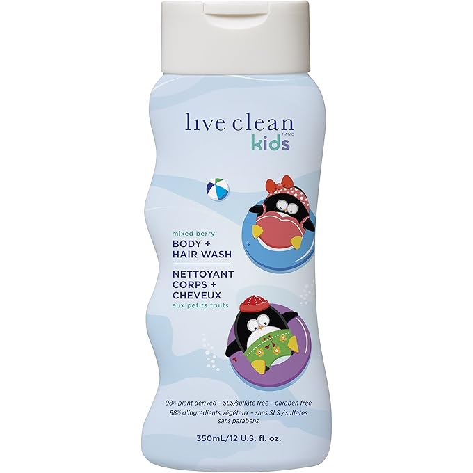 Live Clean Kids Tear Free Hypoallergenic Formula Body and Hair Wash Mixed Berry 350 mL
